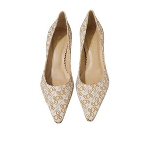 BCBGIRLS womens monogram off white and cream heels size 6